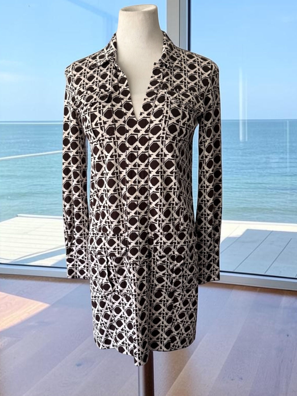 Diane Von Furstenberg Dilly Silk Knit Geometric Print Dress